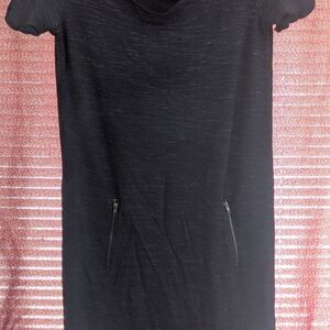 Navy Blue T-shirt Short Sleeve Dress with Zipper Pockets